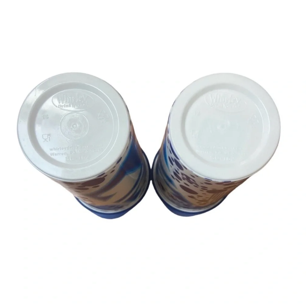 Royal Caribbean SET Cruise Plastic Drink Cups Straw Ready Lids Logo Blue White